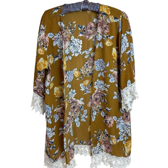 Gypsies & Moondust M Floral Kimono Cardigan Festival Crochet Hippie Boho Beach - Picture 1 of 9